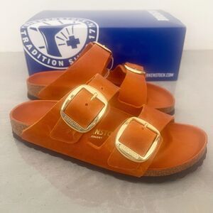 Birkenstock Arizona Big Buckle Slide Sandal Women's Burnt Orange Sz 39 US 8 NIB